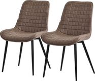 ML-design Eetkamerstoel set van 2 bruin kunstleer stalen poten
