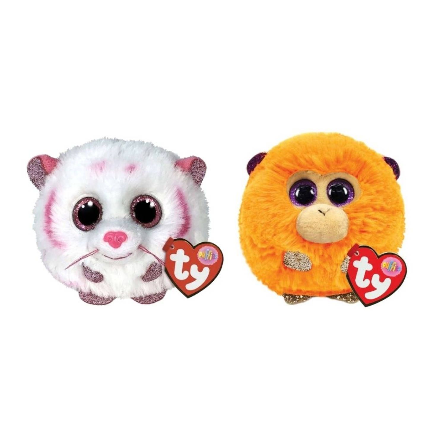 TY - Knuffel - Teeny Puffies - Tabor Tiger & Coconut Monkey