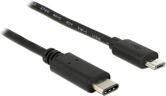 DeLOCK USB-kabel - USB-C / Micro-USB - 0.5m - Zwart