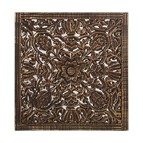 DRW Retablo Vierkant - MDF-hout - Spiegel - Bruin - 60 x 60 cm