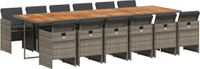 vidaXL 13-delige tuinset met kussens, grijs, polyrotan