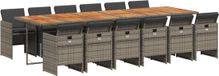 vidaXL 13-delige tuinset met kussens, grijs, polyrotan