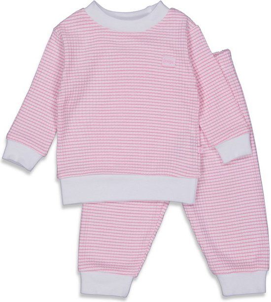 Feetje Wafel pyjama roze/wit