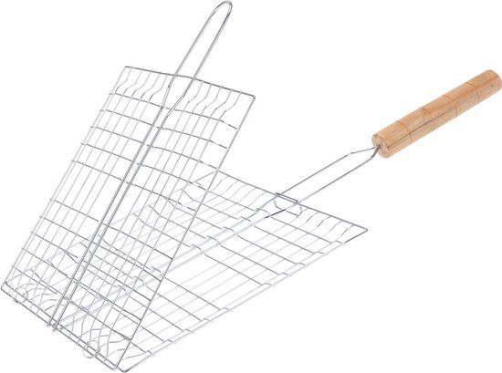 BBQ Collection Barbecue Rooster - Clamp Grill - Metal/Wood - L21 x W23 x H1 cm - Meat/Fish/Vegetables