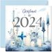 Doopkaarten voor jongens hem - gedoopt in 2024 - gefeliciteerd, doopkaart, eerste communie, doopgeschenken voor jongens, 145 mm x 145 mm, christelijke geschenken, religieuze wenskaarten