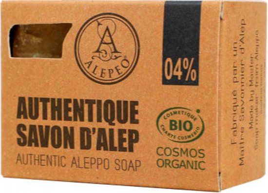 Alepeo Aleppo Zeep 4% Laurierolie 190 Gram - Olijfzeep voor Alle Huidtypes - Handgemaakt uit Tunesië