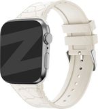 Strap-it Bandz Siliconen bandje met lederpatroon - geschikt voor Apple Watch Series 1/2/3/4/5/6/7/8/9/SE - kleine maten - 38 mm 40 mm 41mm - sterrenlicht