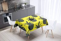 Bonamaison Tafelkleed, Anti-Mold, Sneldrogend, Waterdicht, 100% Polyester Tafellaken, Neon Geel, Rook, 140 x 140 Cm