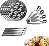 Spies Online Spies Trading 12-delige Escargot Set – RVS Slakkenbord met Slakkentangen & Vorkjes – Slakkenservies voor Gevulde Escargots – Escargot Bestek & Slakkenhouder – Voor Voorgerecht / Diner / Kerstdiner – Zilver