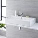 Hudson Reed Exton Lavabo Rectangulaire Moderne Blanc 80cm x 41,5cm (1 trou de robinet) avec trop-plein en laiton brossé