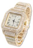 Montre en or et diamant pour hommes - Cadran carré avec bracelet tennis