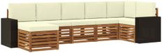 vidaXL - Salon d'angle - 7 places assises - Naturel et crème - Acacia bois