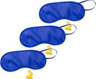 Merkloos / Sans marque 3x slaapmasker met oordoppen - blauw - verduisterend travel masker - kinderen en volwassenen