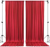 AK TRADING CO. IFR Gordijnen, achtergrond, polyester, panelen met roedezak, huwelijksceremonie, feest, thuis, ramen, decoratie, 3 x 3 m, rood