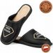 Tongs pour hommes, cuir, modèle "Super Opa", brodé, noir, cousu main, taille 40