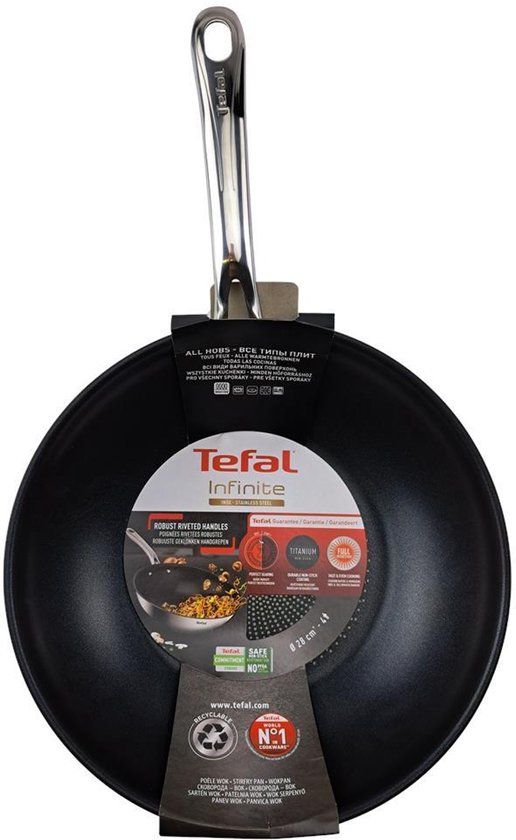 Tefal Wokpan Inductie 28cm Titanium Antiaanbaklaag RVS