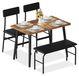 Ensemble de salle à manger pour 4 personnes - Composé d'une table à manger, d'un banc rembourré et de 2 chaises - Avec cadre en métal - Gain de place, idéal pour les petits espaces et les appartements