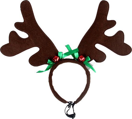Kersthaarband voor Hond/Kat - Bruin Gewei - Kerstdiadeem