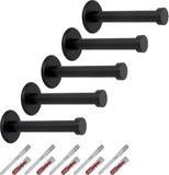 Sotech 5 stuks kapstokhaken Talea RVS zwart gepoederlakt lengte: 73 mm incl. plaatje en bevestigingsset