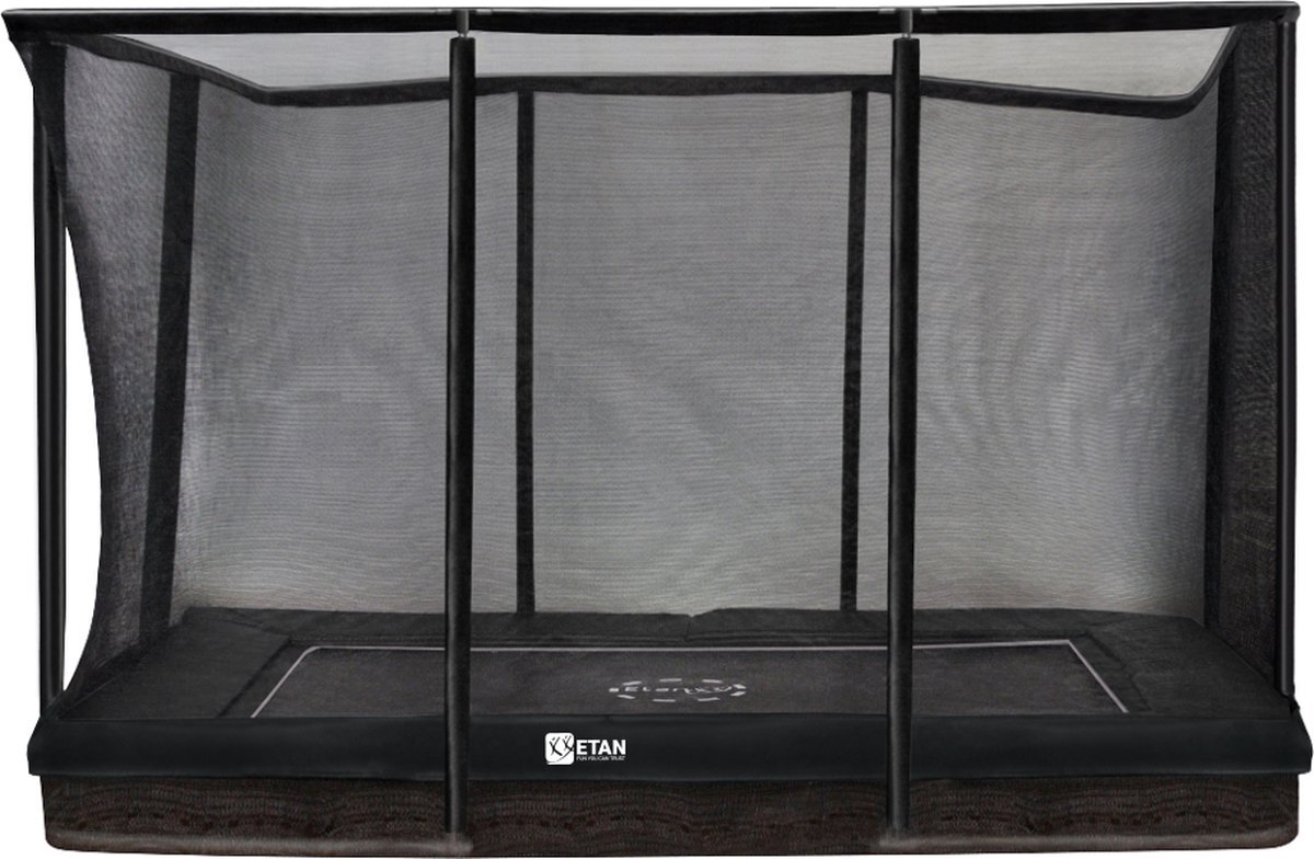 Etan Premium Inground Trampoline Combi - 310 x 232 cm / 1075ft - Zwart - Rechthoekig - Incl. Veiligheidsnet - UV-bestendig Randkussen