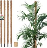 KOTARBAU® 4 st Kokosstok, Plantenstok, ⌀ 3,2 x 140 cm, Kokosstaaf, Klimhulp Monstera, Bruin, Kokosvezel, Klimhulp, Plantenstaaf, Kokosstok voor Monstera, Kokosstaaf voor Klimplanten