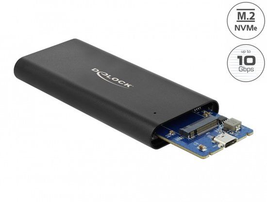 Delock External Enclosure for M.2 NVMe PCIe SSD with SuperSpeed USB 10 Gbps (USB 3.1 Gen 2) USB Type-C™ female