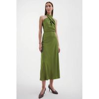 comma robe à décolleté plongeant vert olive