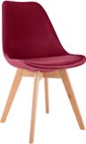 CLP Linares Eetkamerstoel - Fluweel/rood - Houten Poten