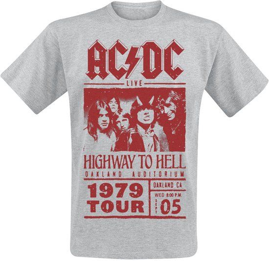 AC/DC Highway To Hell - Red Photo - 1979 Tour Heren T-shirt - gemêleerd grijs - XXL