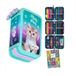 GOLDKIDS Trousse 3 compartiments - Trousse pour filles et garçons - Trousse 3 compartiments Trousse 44 pièces Étui d'écolier rempli Cahier de devoirs - Chat