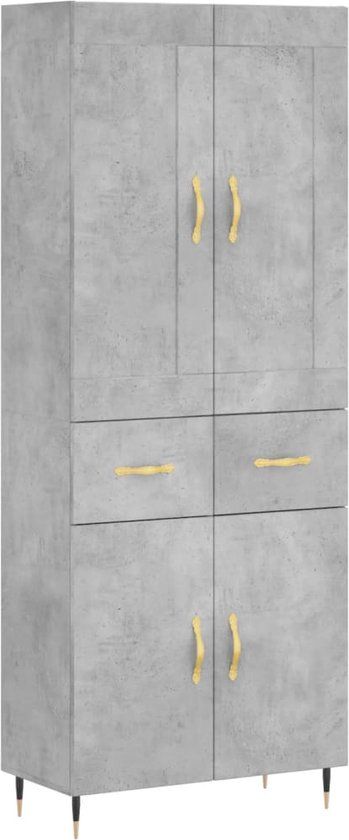 vidaXL Hoge kast 69,5x34x180 cm bewerkt hout betongrijs