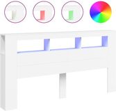 vidaXL Hoofdeinde met LED 200x18,5x103,5 cm bewerkt hout wit