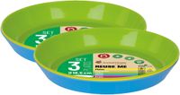 Juypal Assiettes - 6x - coloré - plastique - D18,5 x H2,5 cm - réutilisable - sans BPA