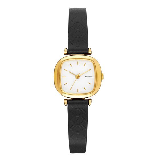 Komono Moneypenny Monogram Gold Black W1325 Polshorloge Zwart - Dames - 24mm
