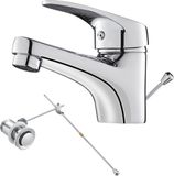 Ibenzoa® Robinet de lavabo chromé élégant avec tirette et aérateur économiseur d'eau pour salle de bain