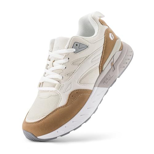 Fitville Extra Brede Hardloopschoenen Dames Sportschoenen Wandelschoenen Breed Sneakers Lichte Joggingschoenen Fitnessschoenen Comfortabele voor Brede Voeten Beige 37 EU Breed