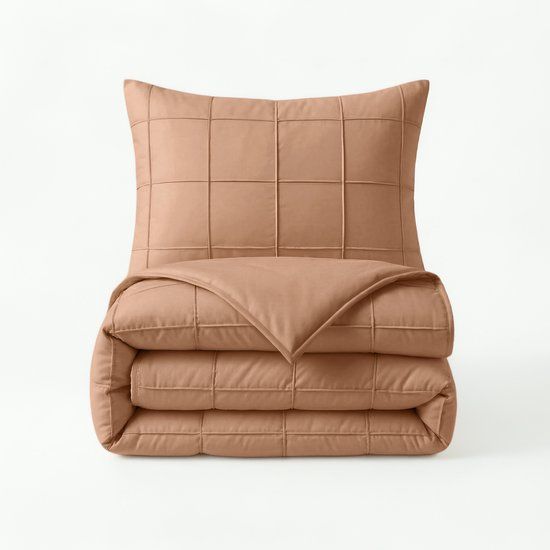 Sleeptime Check Pintuck Mocha Moose 240 x 220 cm Lits-jumeaux Dekbedovertrek