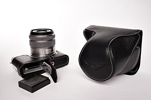 TP Handgemaakte lederen Full Camera Case tas cover voor Panasonic GF7 GF8 Zwart