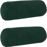 vidaXL - Kussensloop - 2 stuks - HEERLEN - Donkergroen - Ø 15 x 40 cm - Katoensatijn