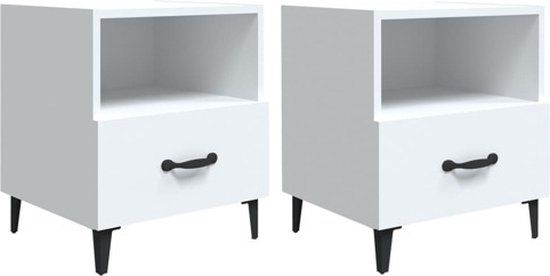 vidaXL Nachtkastjes - 2 stuks - Bewerkt Hout - Wit