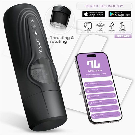 INTOYOU IY Egor App Bediende Masturbator met Trusting & Rotatie - Zwart