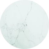 vidaXL Tafelblad Ø40x0,8 cm gehard glas met marmeren design wit