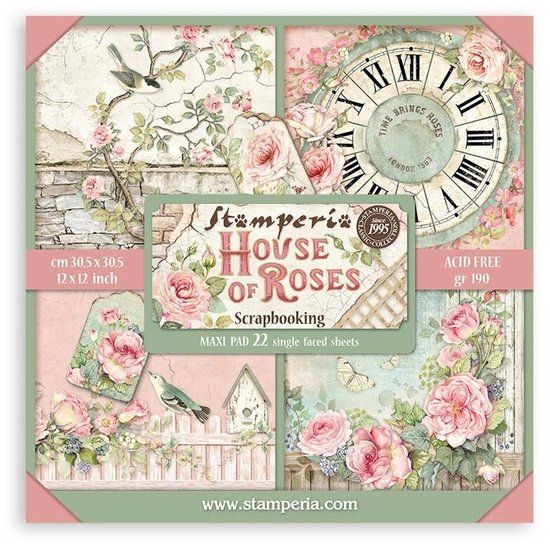 Stamperia - House of Roses 12x12 Inch Paper Pack Maxi Backgrounds Selection (Single face) (SBBXLB23)