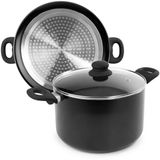 Cusinier Inducta 4-delige pannenset met glazen deksel, gietaluminium, zwart, 16-24 cm