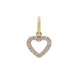 Lucardi - Dames Stalen goldplated bedel open hart met zirk - Hanger - Staal - Goudkleurig