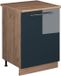 Vicco Keukenonderkast Fame-Line, bleu foncé laqué/chêne doré, 60 cm 1 porte avec plan de travail