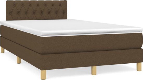 vidaXL Boxspring met matras stof donkerbruin 120x200 cm
