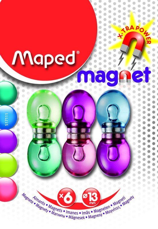 Maped Office Magneten rond 13 mm - assorti kleuren doorschijnend x 6