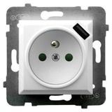 Ospel Aria stopcontact met aarding (2P+Z) en afscherming + USB-oplaadpoort (zonder frame)