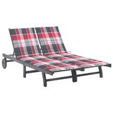VidaXL Lounge Tuinstoel Gecapitonneerde Zitting Acaciahout Grijs